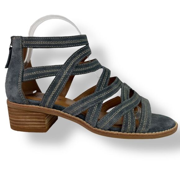 Comfortiva Betha Gladiator Sandals Blue Strappy Cage Cut Out Heels Women’s 9 W - Picture 3 of 12